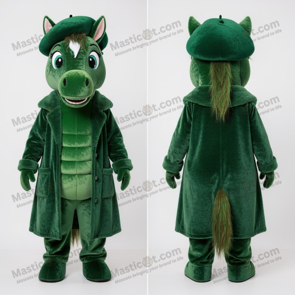 Forest green velvety mare mascot - Masticot.com