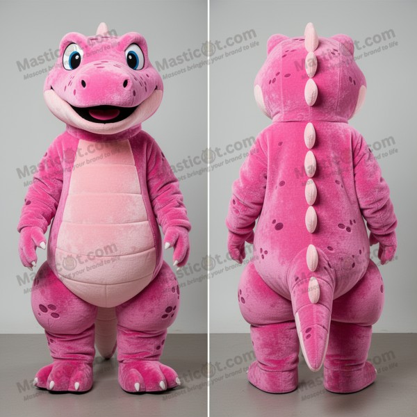 Neonově růžový plyšový maskot komodského draka s plavkovým