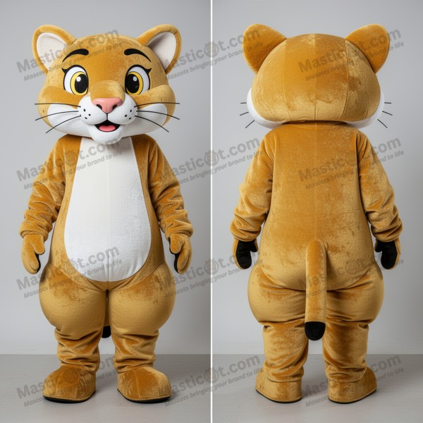 Gold Plush Cartoon Puma Mascot - Masticot.com