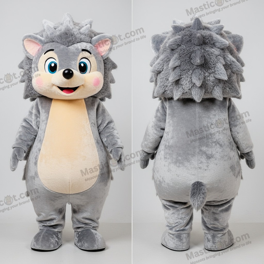 Silvery soft hedgehog mascot - Hedgehog - MASTICOT_20446 - Masticot.com