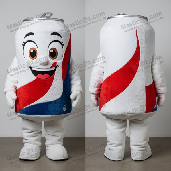 White rounded soda can mascot - Masticot.com