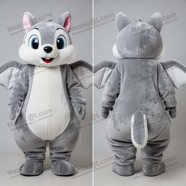 Silver velvety flying squirrel mascot - Masticot.com