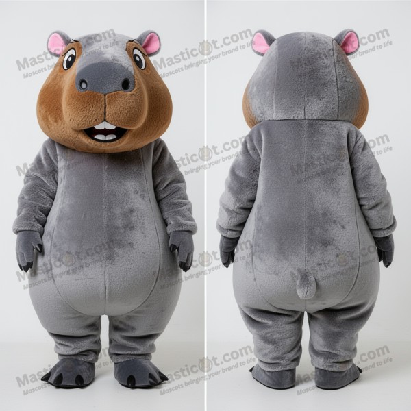Velvety gray gentle capybara mascot - Masticot.com