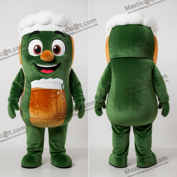 Rustgrønn boblete grønn øl-maskot - Grønt Øl - MASTICOT_20670 - Masticot.com