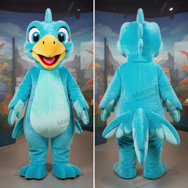 Cyan fjerprydet arkæopteryx-maskot - Archeopteryx - MASTICOT_20704 - Masticot.com