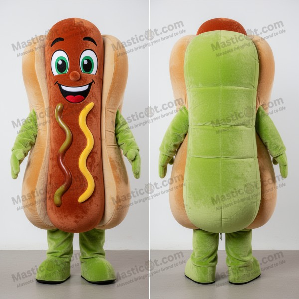 Lime green smiling hot dog mascot - Masticot.com