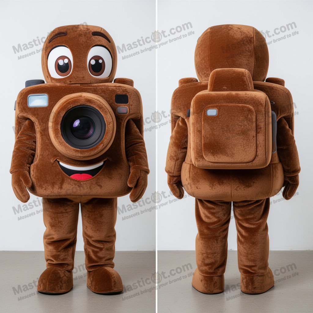 Brown velvety camera mascot - Camera - Masticot.com