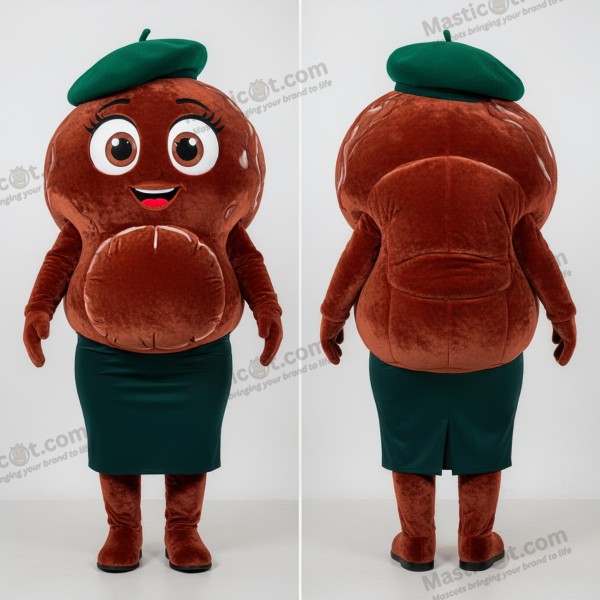 Mascote de almôndegas com olhos arregalados em laranja ferrugem - Almôndegas - MASTICOT_20776 - Masticot.com