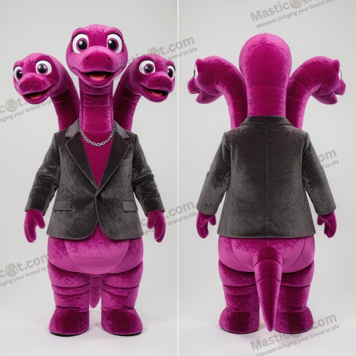 Magenta sammetslen hydra-maskot - Hydra - MASTICOT_20779 - Masticot.com