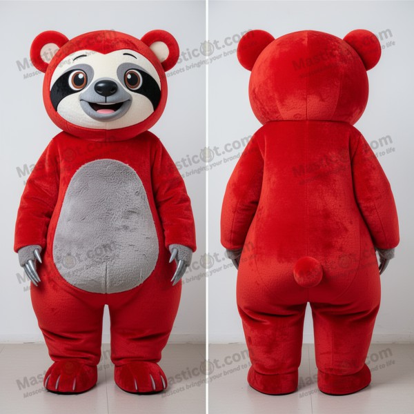 Fargerik Rød Slothbjørn Maskot - Masticot.com