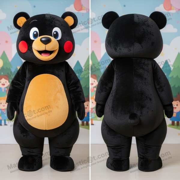 Svart rund vennlig bjørnemaskot - Masticot.com