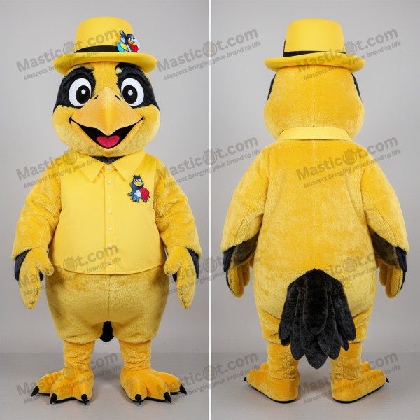 Bright yellow smiling crow mascot - Masticot.com