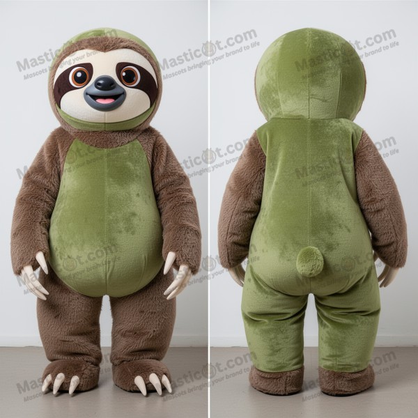 Olive green cuddly giant sloth mascot - Masticot.com