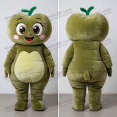 Olive green velvety heart mascot - Masticot.com