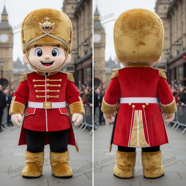 Golden Cartoon British Royal Guard Mascot - Masticot.com