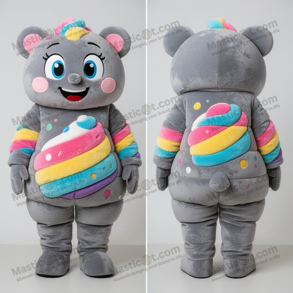 Muted gray flowing gown candy mascot - Masticot.com
