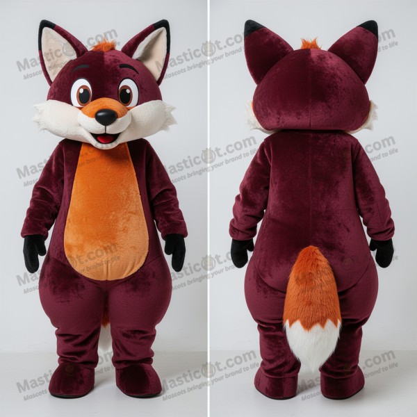 Maroon velvety fox mascot - Masticot.com