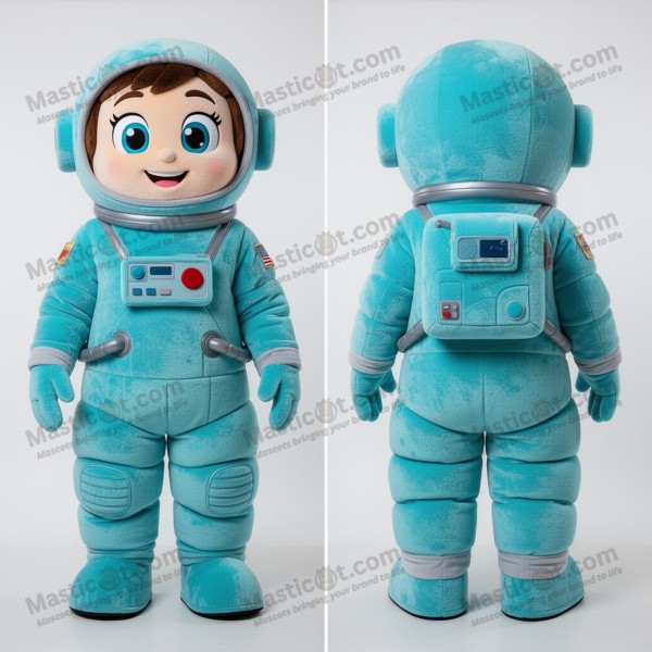 Cyan plush space explorer astronaut mascot - Masticot.com