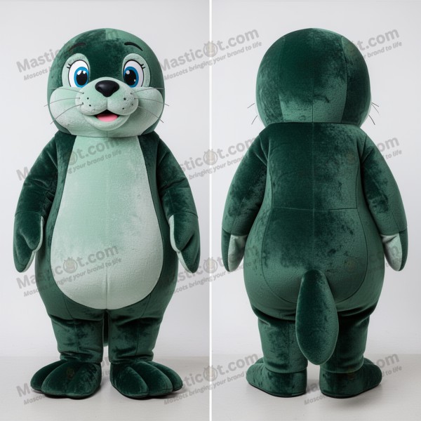 Mascota de foca verde bosque juguetona - Masticot.com