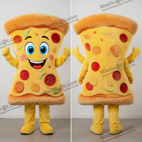 Zachte gele pizza slice mascotte - Pizzapunt - MASTICOT_21406 - Masticot.com
