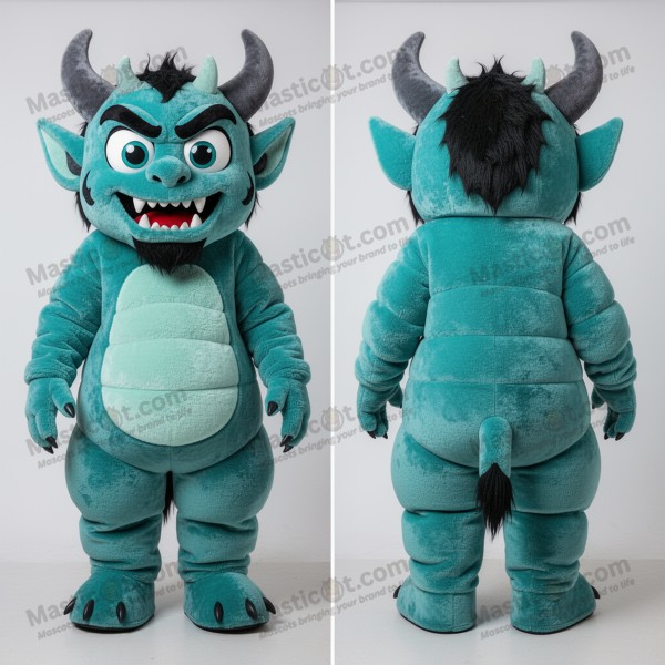 Turquoise shimmering demon mascot - Masticot.com
