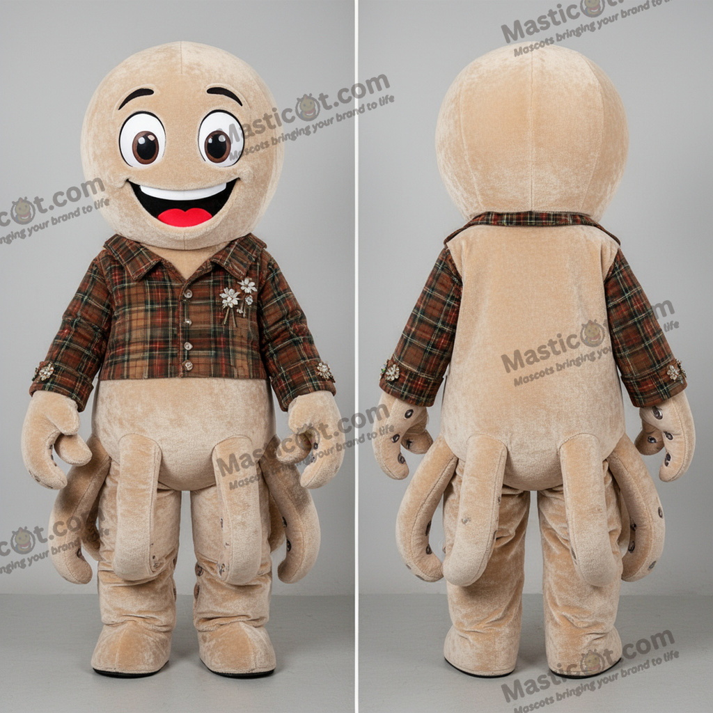 Beige velvety octopus mascot - Octopus - MASTICOT_21538 - Masticot.com