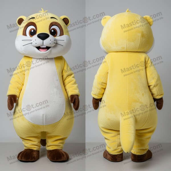 Lemon Yellow Cartoon Otter Mascot - Masticot.com