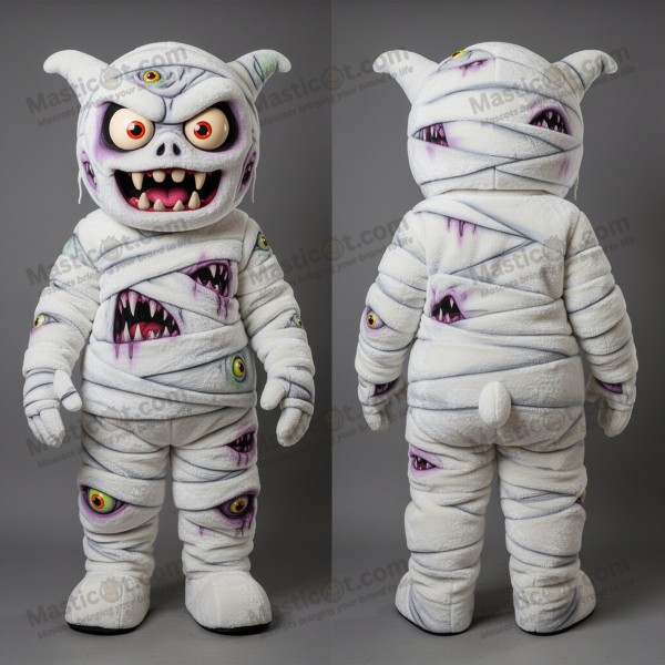 Ivory white spooky mummy mascot - Masticot.com
