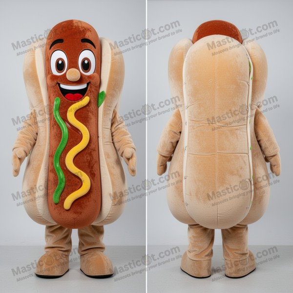 Beige velvety hot dog mascot - Masticot.com