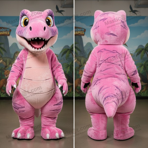 Pink plush velociraptor mascot - Masticot.com