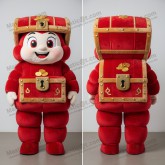 Mascote de Baú do Tesouro Acolchoado Vermelho Carmim - Baú do Tesouro - MASTICOT_2143 - Masticot.com