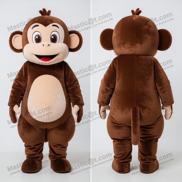 Velvet brown playful monkey mascot - Masticot.com
