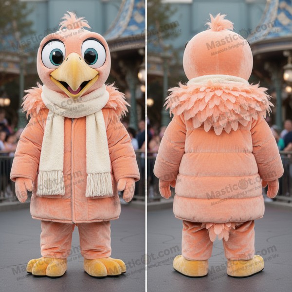 Ferskenfarget fløyelsgribbemaskot - Masticot.com