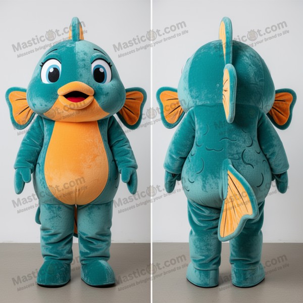 Teal shimmering goldfish mascot - Masticot.com
