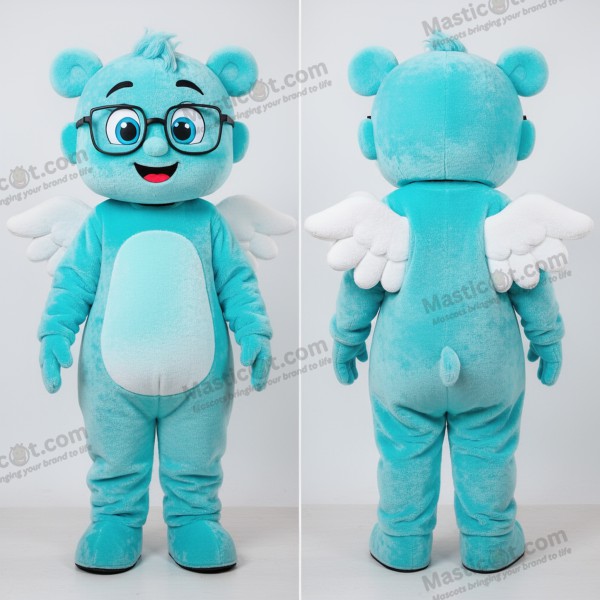 Cyan lachender Cupid-Maskottchen - Amor - MASTICOT_21782 - Masticot.com