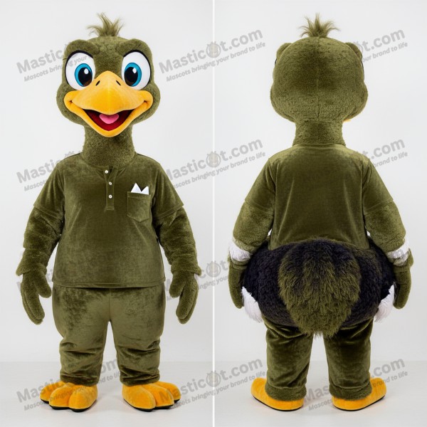Olive green gentle ostrich mascot - Masticot.com