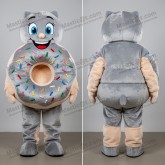Sølvfarget rund donutmaskot - Smultring - MASTICOT_2166 - Masticot.com