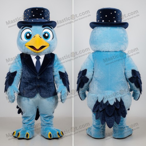 Sky blue velvety crow mascot - Masticot.com