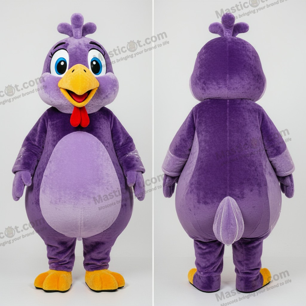 Mascotte Poule Faisane Violette Arrondie - Pintade - MASTICOT_21938 - Masticot.com