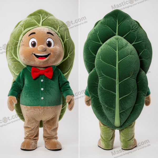 Mascota de hoja de col aterciopelada verde esmeralda - Hoja de Col - MASTICOT_22029 - Masticot.com