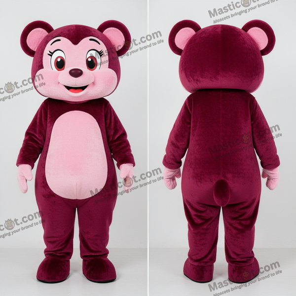 Maroon pink playful mascot - Pink - MASTICOT_22221 - Masticot.com