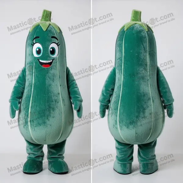 Teal rounded zucchini mascot - Zucchini - MASTICOT_2205 - Masticot.com
