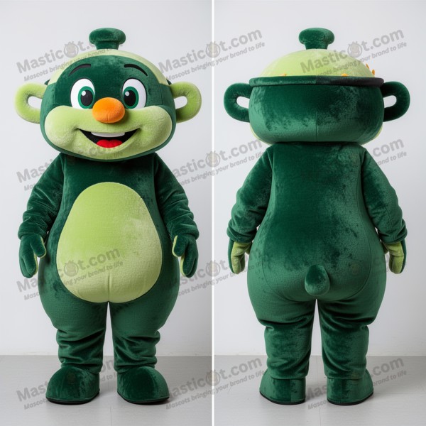 Forest green steaming pan paella mascot - Masticot.com