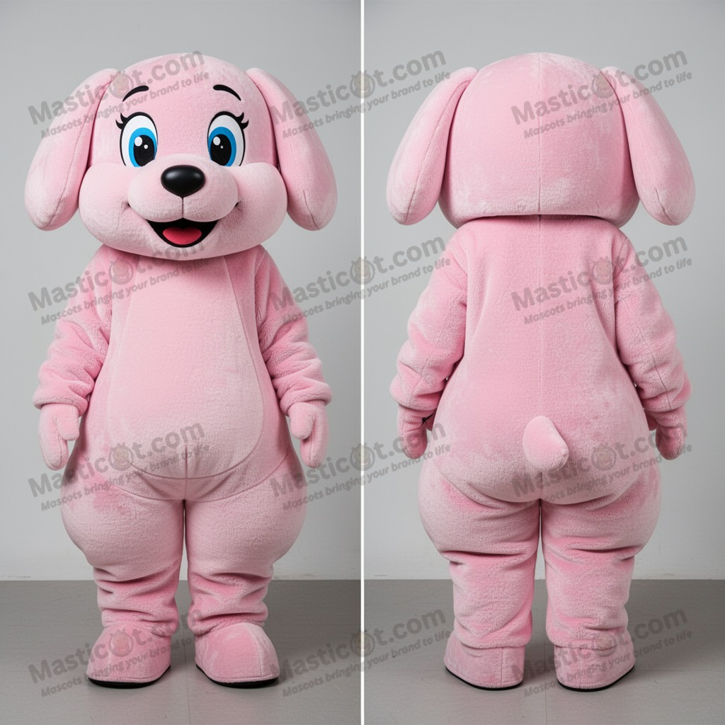 Pink velvety dog mascot