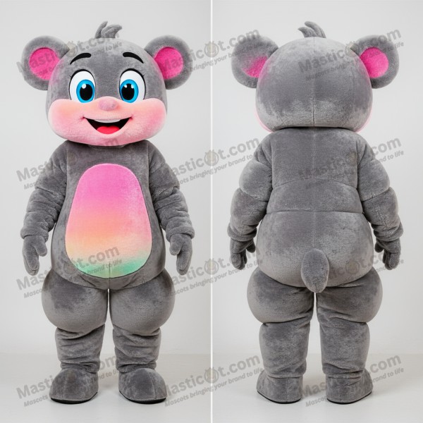 Gray fleece flexible acrobat mascot - Masticot.com