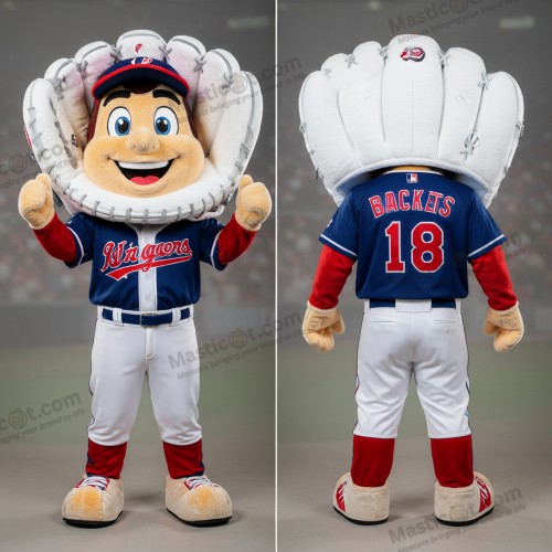 Krämvit jättestor basebollhandske-maskot - Basebollhandske - MASTICOT_22708 - Masticot.com