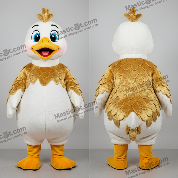 Mascote de Ganso Aveludado Dourado - Gansos - MASTICOT_22785 - Masticot.com