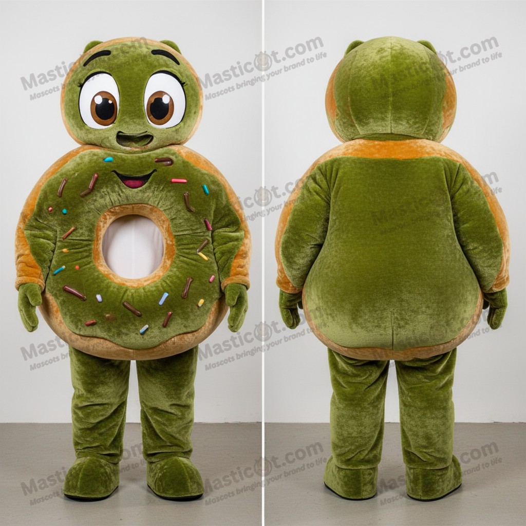 Oliven-samtiger Donut-Maskottchen - Donut - MASTICOT_2264 - Masticot.com