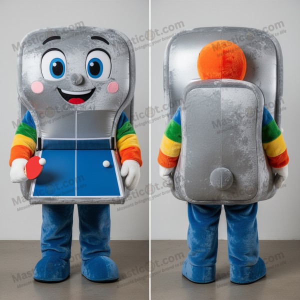 Silver white playful ping pong table mascot - Masticot.com