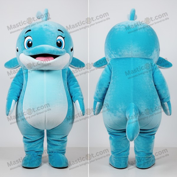 Cyan velvety blue whale mascot - Masticot.com